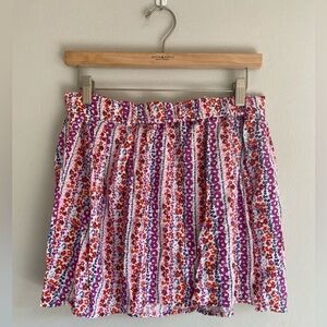 Frenchi Pleated Floral Print Mini Skirt Size Medium